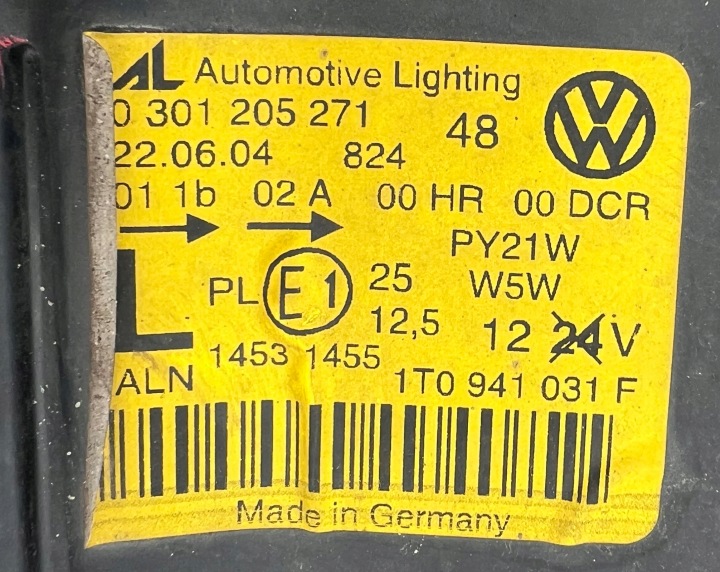 фото №9, Vw touran i 1.9 tdi dsg лампы перед ксенон комплект 1t0941031f - 1t0941032