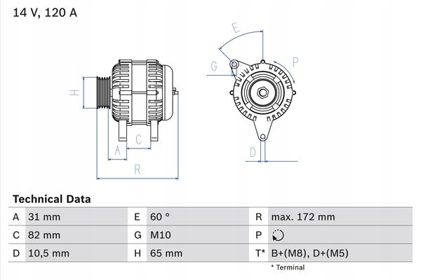 фото №2, Генератор 12v bosch 0986038180 054903015c