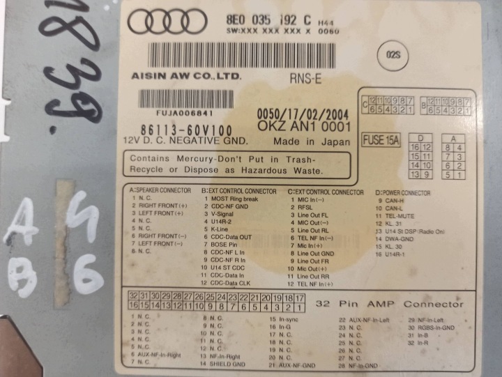 фото №8, Audi a4 b6 магнітола магнітола має pin 8e0035192c