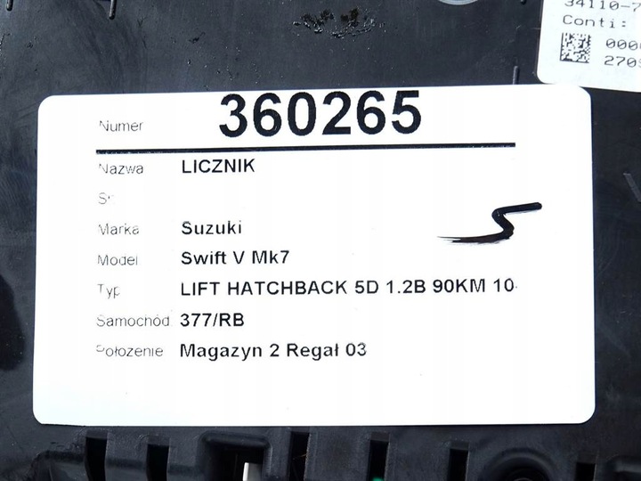 фото №6, Спидометр приборы suzuki swift v mk7 рестайлинг 34110-78p02