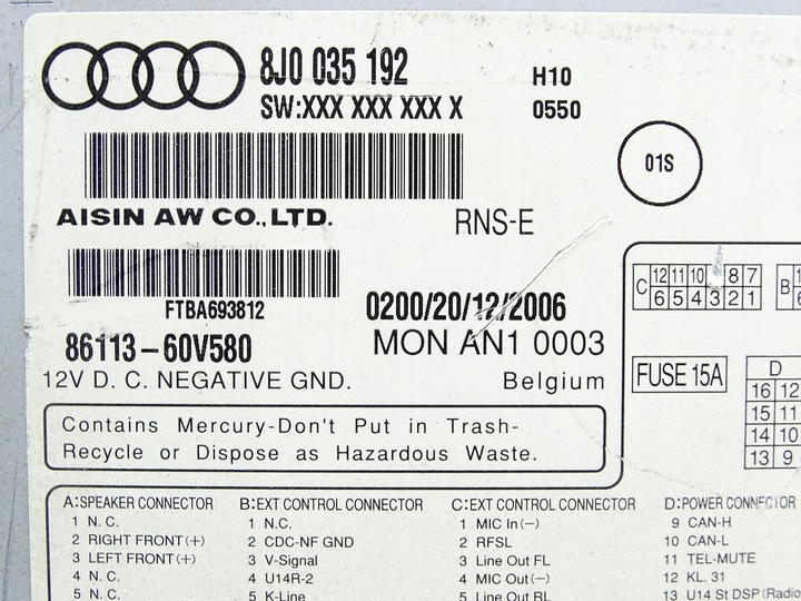 фото №9, Радіо навігація навігація навігація plus rns-e audi tt 8j 8j0035192