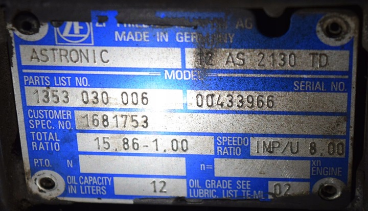 фото №8, Комплектна коробка передач коробки передач zf 12 as 2130 td daf xf cf 106