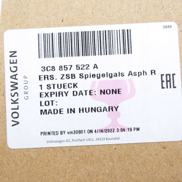 фото №7, New vw eos 1f7 передній правий mirror glass heated 3c8857522a оригінал