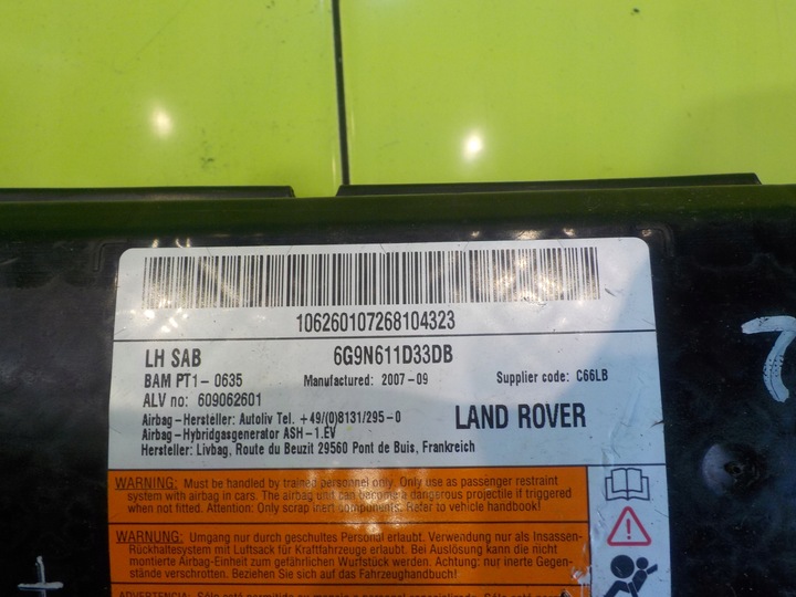 фото №6, Land rover freelander ii 07r 5d подушка безпеки подушка сидіння ліва 669n611d33db