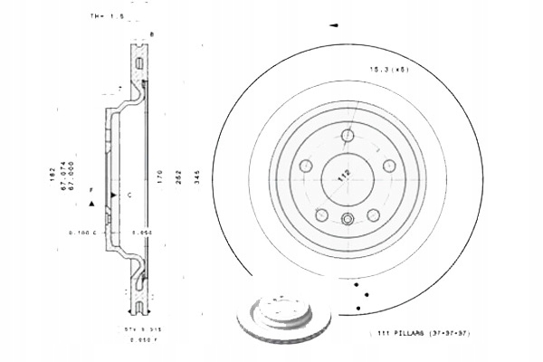 фото №2, Brembo диски гальмівні 2szt. зад l/p високо nawę