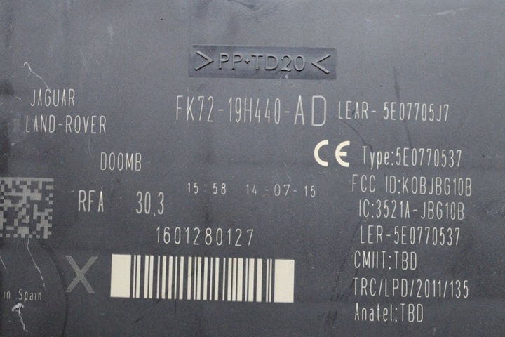 фото №6, Land rover rr evoque l538 модуль управляющая ecu bezkluczykowego доступа f