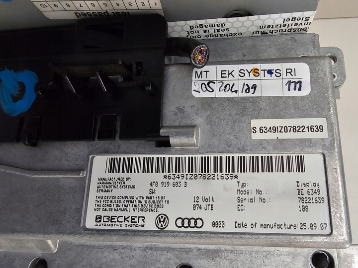 фото №9, Радио проигрыватель cd дисплей audi q7 4l 4l0910110a 4f0919603b