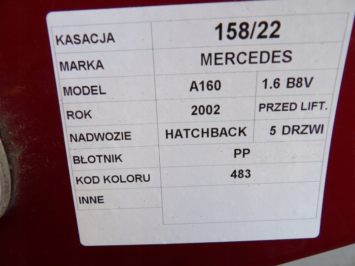 фото №6, Крило праве mercedes w168 a160 lak. 483