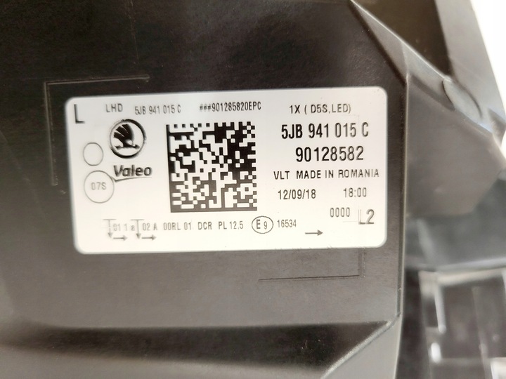 фото №14, Skoda rapid рестайлінг 17- лампа права перед ксенон led 5jb941015c 5jb941016c