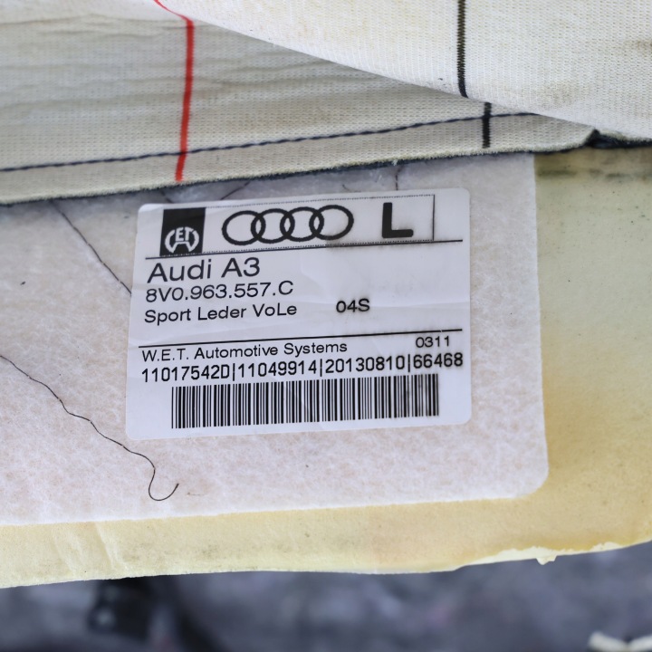 фото №14, Audi a3 s3 8v 3d підігрів спинка сидіння s-line перед право шкіра 8v3881806m