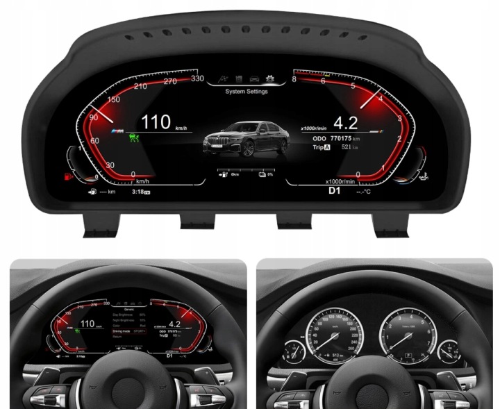 фото №15, Bmw f06 f07 f10 f11 f01 f15 f16 f25 f26 цифровой спидометр lcd приборы digital