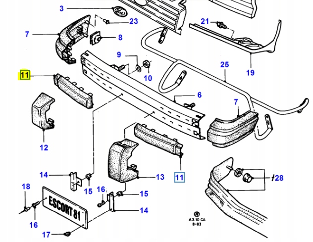 фото №8, Прокладка - удар права ford escort/orion 1981-1986 ca оригінальний номер 6086508