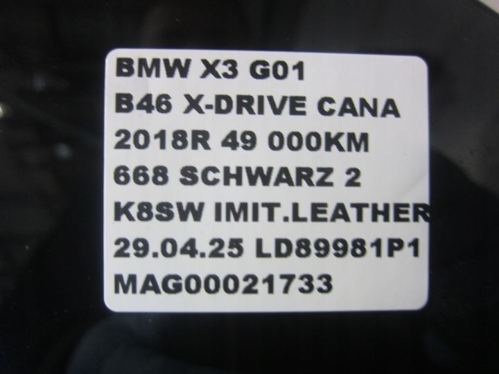 фото №13, Bmw x3 g01 g02 капот двигателя крышка 668 schwarz 2 чёрная w цвет оригинал