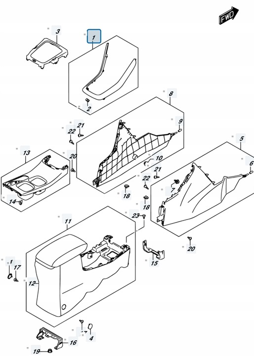 фото №11, Suzuki sx4 s-cross 18r рестайлинг 1.4t рамка dekor туннеля выборщик коробки передач