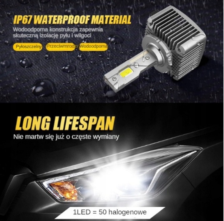 фото №9, 2 штуки горелки лампочки led 6000k d1s 55w 9-18v canbus premium 15 диод
