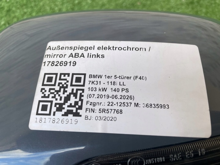 фото №6, Дзеркало bmw 1 f40 7pin асистент