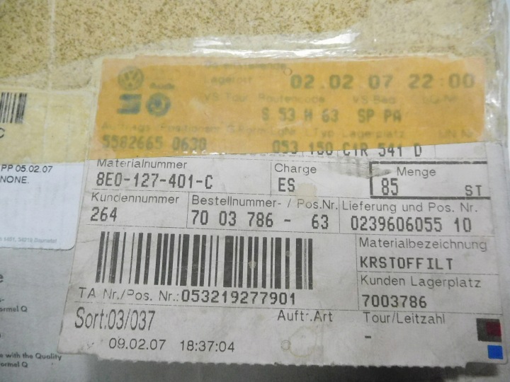 фото №10, Фільтр пального audi a4 b7 oem номер 8e0127401c
