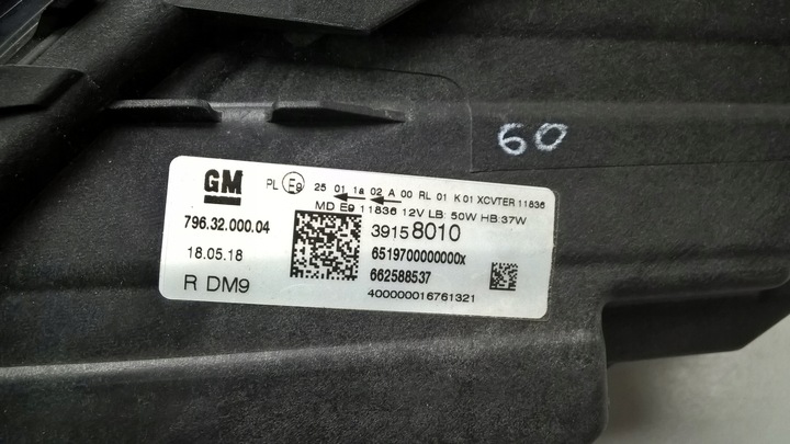 фото №14, Opel astra k v 2015- лампа фара led правые перед zkw оригинальный номер eu 39158010