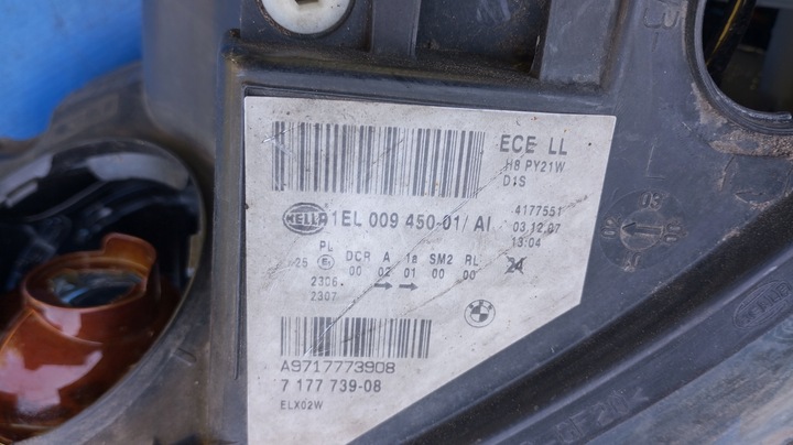 фото №15, Лампа лівий перед фара ксенон eu корпус лінза 7177739-08 bmw e60 e61