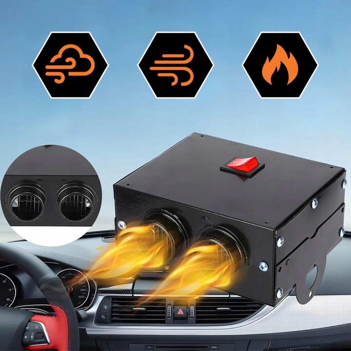 фото №12, 600w 12v термовентилятор радиатор автомобильный размораживатель подача воздуха 2-otworowy