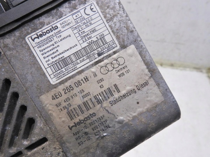 фото №7, Вебасто дополнительный обогреватель audi a8 d3 4.0 v8 tdi 4e0265081h 4e0910105