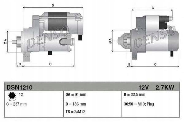 фото №1, Denso стартер 12v 2 7kw toyota land cruiser 2