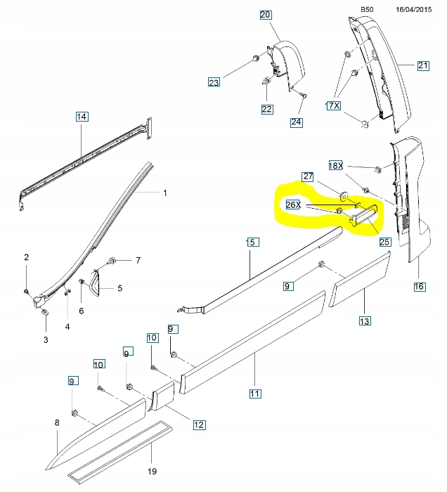 фото №7, Кліпса планки бокових двері opel vivarob 95517648