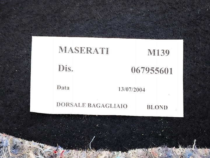 фото №7, Maserati quattroporte 2004 обивка крышки багажника 067955601