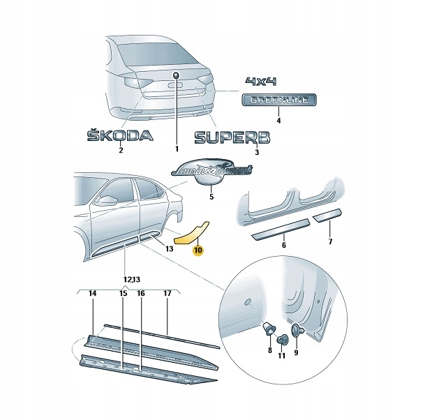 фото №1, Пленка защитная крыльев lewy-tył skoda superb oe: 3v0807905b
