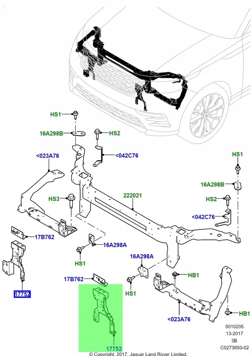 фото №8, Новый оригинальный кронштейн proca lh pas перед velar l560 lr091879 lr143161