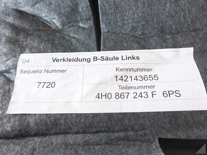 фото №9, Audi a8 4h0 d4 рестайлінг 13-17 захист обшивка лівого стійка b хром 6ps