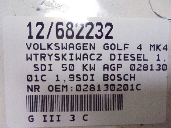 фото №6, Golf 4 iv інжектор 028130201c 1,9sdi