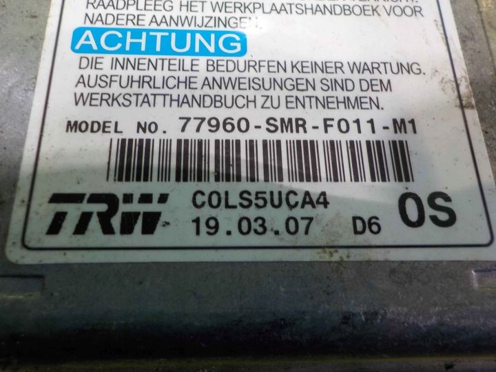 фото №4, Honda civic viii ufo 2.2 i-ctdi 07r модуль датчик подушка безпеки 77960-smr-f011-m1