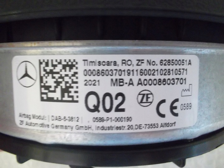 фото №6, Mercedes glb 247 w247 eqb 243 w243 подушка безопасности подушка w рули a0008603701