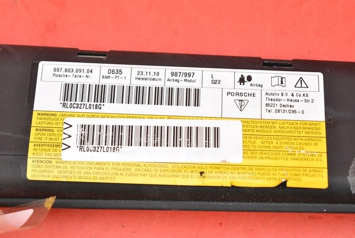 фото №5, Подушка безопасности подушка безопасности дверь левых 99780309104 porsche 911 997 vi рестайлинг