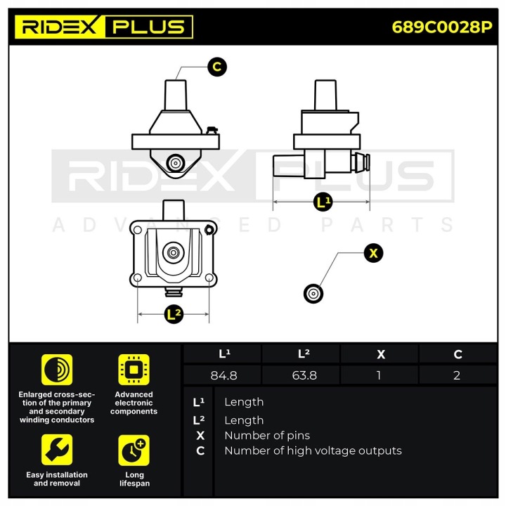 фото №12, Котушка запалювання ridex plus 689c0028p do vw lt 28-46 ii van 2da, 2dd, 2dh