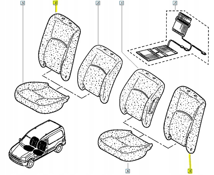 фото №12, Губка спинка сидіння renault kangoo оригінальний номер 7701055731