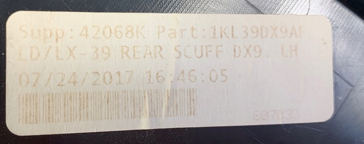 фото №4, Dodge charger 2015- планка накладка захист порогова ліва зад 1kl39dx9af