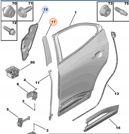 фото №1, Нова оригінал. планка / накладка стійка двері лівий зад 98347972xk opel mokka