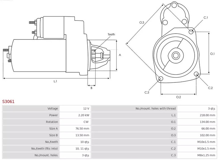 фото №5, Ast s3061 стартер 12v nissan primastar/opel viv