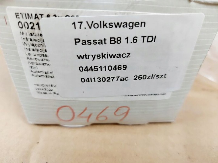 фото №8, Vw passat b8 1.6 tdi інжектор форсунка пального 0445110469 04l130277ac