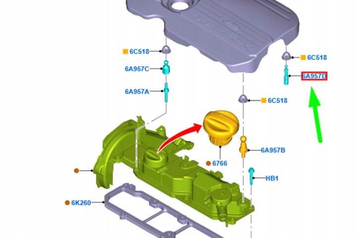 фото №7, Ford ecosport mk2 bk крышка головки цилиндра шпилька 1780192 новая оригинал