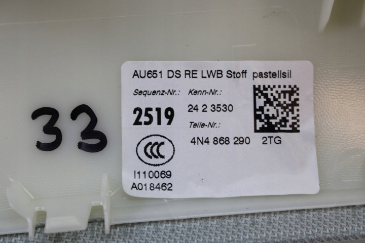 фото №9, Audi a8 стійка d 4n4868289 4n4868290 обшивка верхній стеля 4n d5 2tg pa
