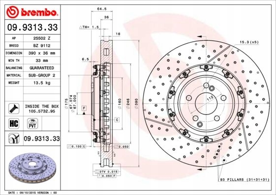 фото №14, Диск ham. mercedes-benz c-class купе brembo 09.9313.33 диск тормозная