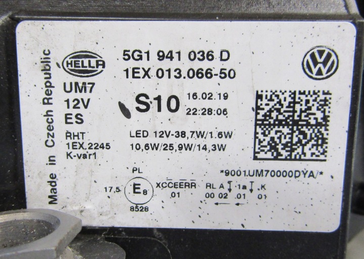 фото №11, Лампа перед полный led vw golf vii 7 gti рестайлинг 16-20 rh 5g1941036d