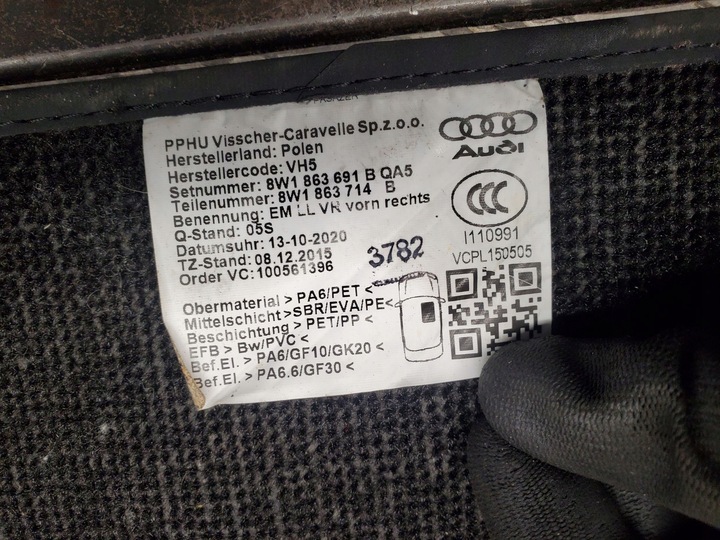 фото №12, Audi a4 s4 b9 8w 8w0864450e комплект оббивка