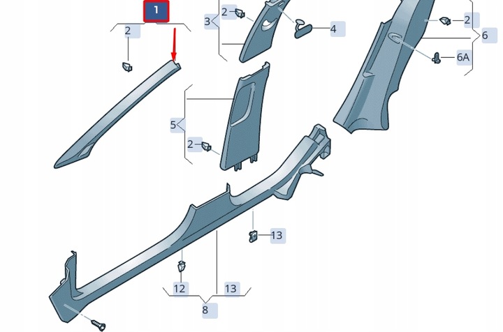 фото №1, Seat ibiza v kj1 передній upper left a pillar trim 6f0867233d82v
