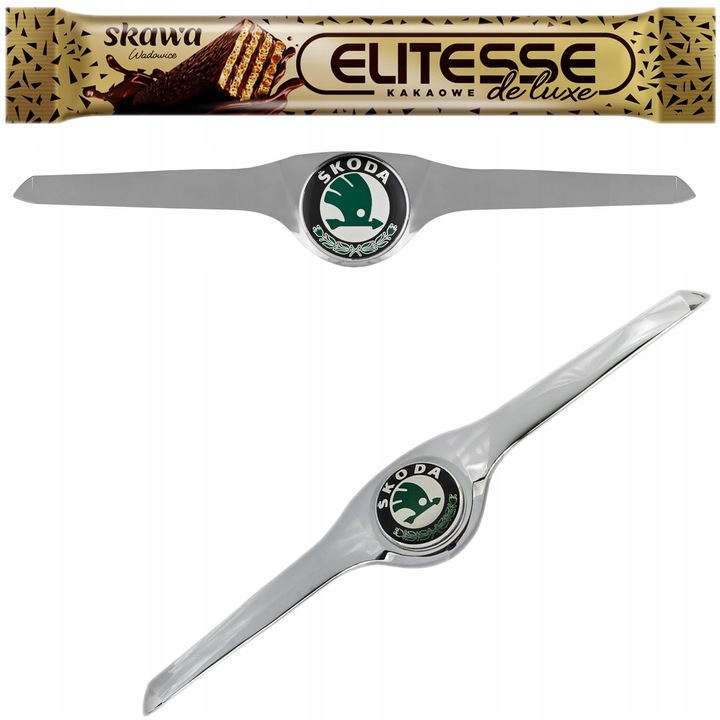 фото №1, Накладка капота решётка планка хром skoda superb ii 2 08-13r. + эмблема