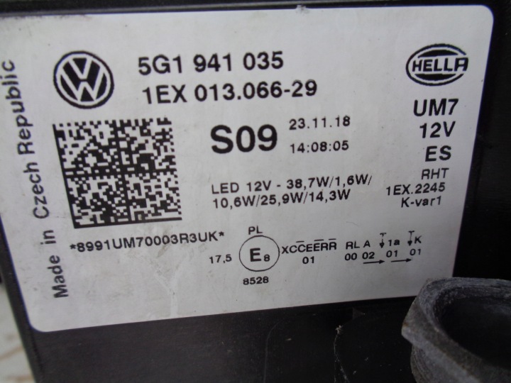 фото №12, Фара левая фара vw golf vii 7 5g 5g0 17- рестайлинг полный led