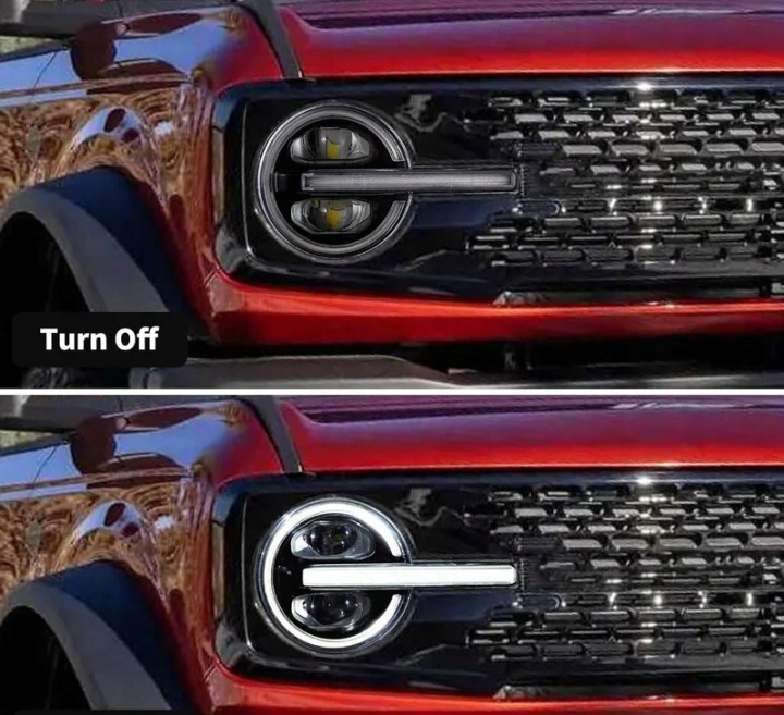 фото №7, Фары лампы kpl dayline полный led neon тюнинг ford bronco vi mk6 u725
